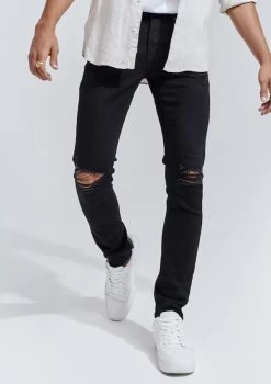 Slash Ripped Skinny Jean -yd. 20CBOX05 BLK CROP