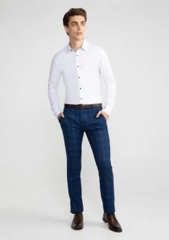 Heart Textured Slim Shirt -yd. 21CLSX14 WHT MODEL