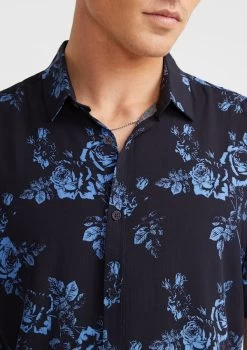 Romantik Floral Viscose Shirt -yd. 21DSSX03 NAV 3