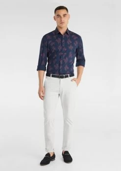 Portman Slim Floral Shirt -yd. Y223LS01 NAV MODEL