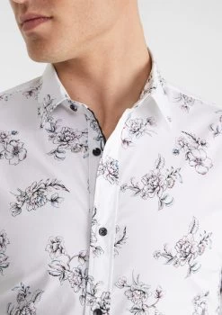 Clarke Print Shirt -yd. Y223LS02 WHT 3