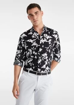Mendes Viscose Blend Print Shirt -yd. Y223LS05 BLK 1