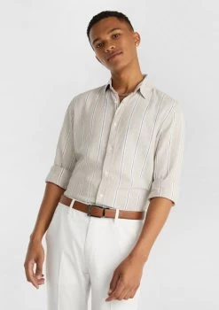 Watts Linen Blend Stripe Shirt -yd. Y223LS07 NAT 1