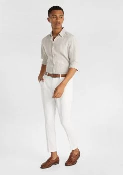 Watts Linen Blend Stripe Shirt -yd. Y223LS07 NAT 4