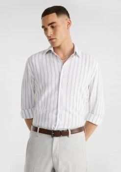 Atticus Linen Blend Stripe Shirt -yd. Y223LS18 GRY 1