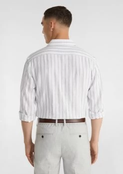 Atticus Linen Blend Stripe Shirt -yd. Y223LS18 GRY 2