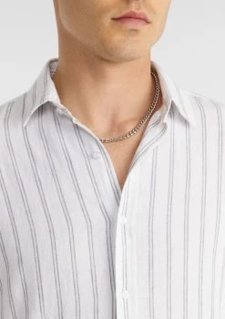 Atticus Linen Blend Stripe Shirt -yd. Y223LS18 GRY 3