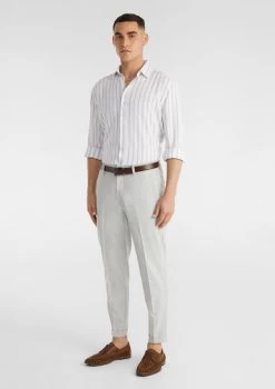 Atticus Linen Blend Stripe Shirt -yd. Y223LS18 GRY 6