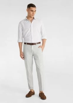Atticus Linen Blend Stripe Shirt -yd. Y223LS18 GRY MODEL