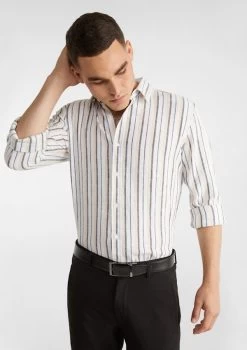 Greece Linen Blend Stripe Shirt -yd. Y223LS21 NAT 1