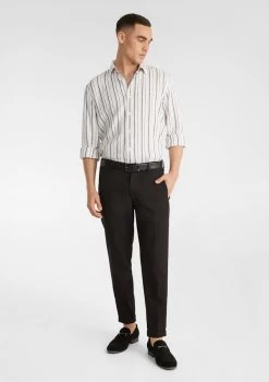 Greece Linen Blend Stripe Shirt -yd. Y223LS21 NAT MODEL