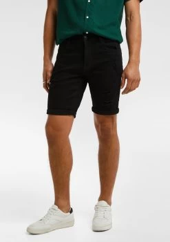 Massimo Ripped Denim Short -yd. Y223SH01 BLK 1