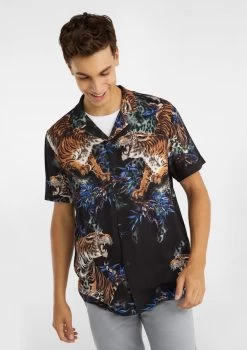 Tiger King Viscose Print Shirt -yd. Y223SS09 BLK 1