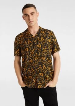 Cheetah Print Viscose Shirt -yd. Y223SS23 BLK 1