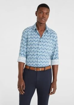 Retro Linen Blend Print Shirt -yd. Y224LS04 GRN 1