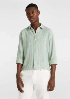 Flip Linen Blend Stripe Shirt -yd. Y224LS06 GRN 1