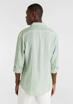 Flip Linen Blend Stripe Shirt -yd. Y224LS06 GRN 2