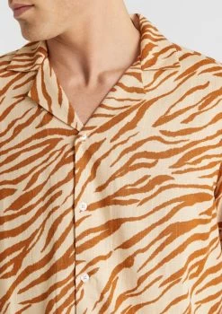 Zebra Print Viscose Shirt -yd. Y224SS12 NAT 3
