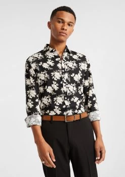 Buckley Linen Viscose Floral Shirt -yd. Y231LS10 BLK 1