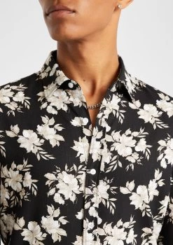 Buckley Linen Viscose Floral Shirt -yd. Y231LS10 BLK 3