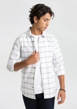 Hopper Brushed Check Shirt -yd. Y231LS13 WHT 1