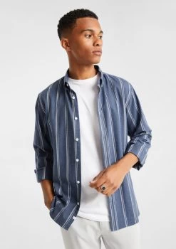 Caleb Stripe Brushed Shirt -yd. Y231LS18 NAV 2