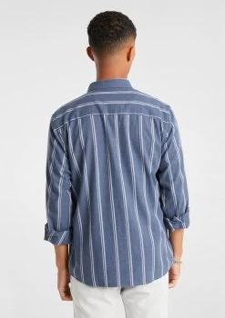 Caleb Stripe Brushed Shirt -yd. Y231LS18 NAV 3