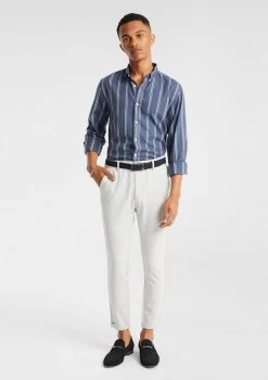 Caleb Stripe Brushed Shirt -yd. Y231LS18 NAV 6