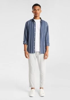 Caleb Stripe Brushed Shirt -yd. Y231LS18 NAV MODEL