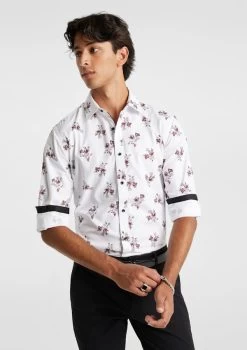 Pembroke Floral Slim Shirt -yd. Y231LS25 WHT 1