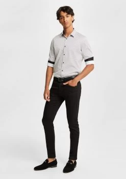 Saunders Slim Fit Geo Shirt -yd. Y231LS31 BUR 4